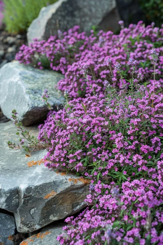 3 Red Creeping Thyme 4'in Pot | Vibrant Pink & Purple Blooms, Low-Maintenance Ground Cover