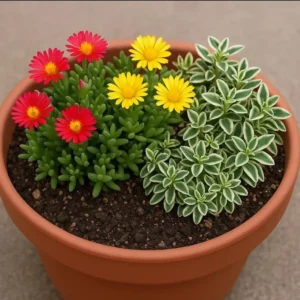 1 Pot 3 Variety Iceplants (Red, Yellow and Variegated) Live Plant for Planting 3-6