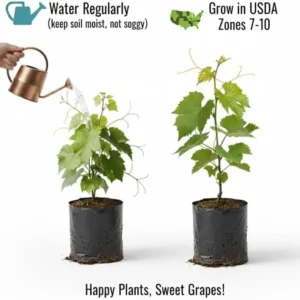 Set of 3 Black Muscadine Grape Plants Live, 4-6