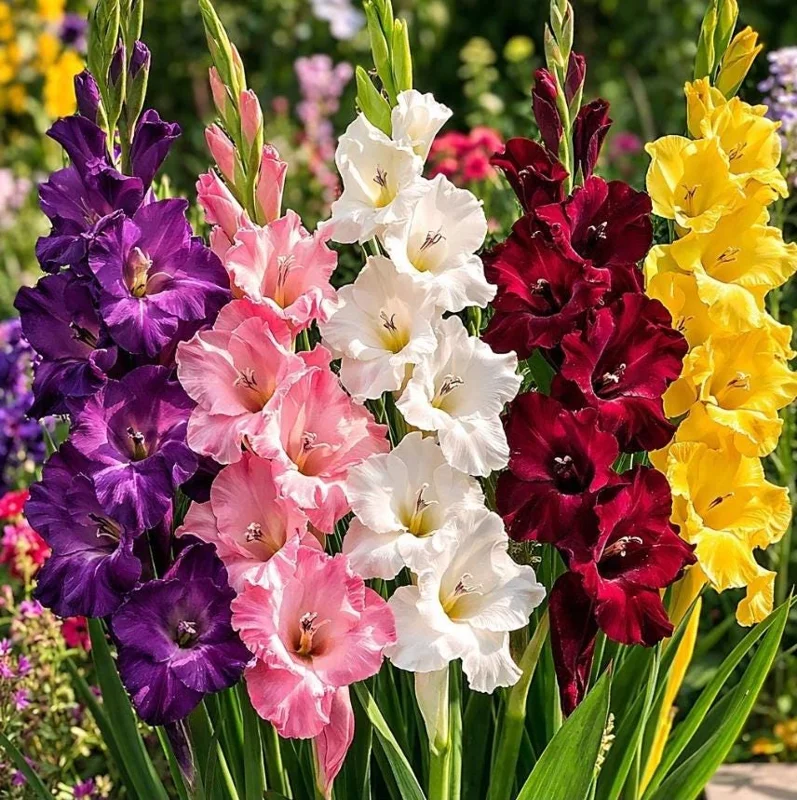 25 Gladiolus Rainbow Mix Bulbs, Large Flowering, Size 12/14 cm, Outdoor - Image 10