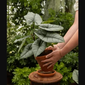 Alocasia Platinum Live Plant – Rare Blue Silver Foliage – 5-9 Inch Tall Indoor Houseplant - Image 2
