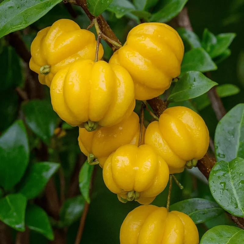 Surinam Cherry Live Plant - Yellow Star Cherry Tree, Pitangatuba Seedling, 4 to 6 Inch Tall - Image 1