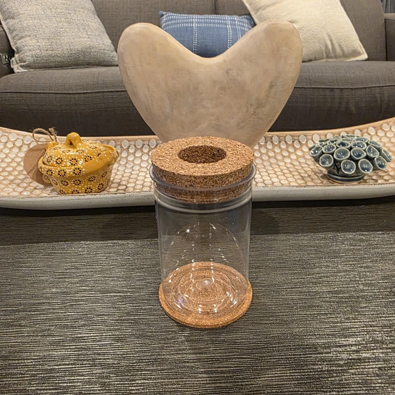 4in Desktop Hydroponic Propagation Vase - Clear Plastic Planter with Cork Lid & Coaster - Image 7