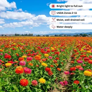 Mix Zinnia Live Plant – Colorful Annual Flowers, 8-12 Inches Tall, Indoor/Outdoor - Image 2