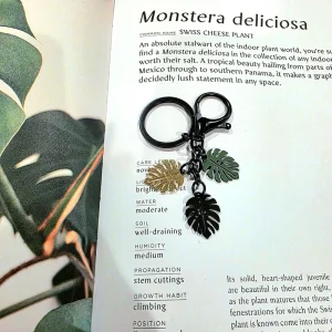 Monstera Leaf Keychain - Tropical Plant Key Ring & Bag Charm - Image 2