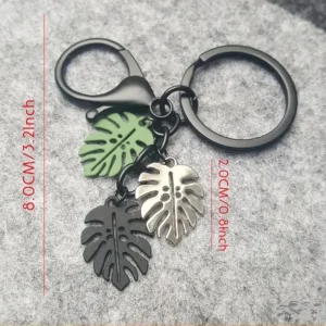 Monstera Leaf Keychain - Tropical Plant Key Ring & Bag Charm - Image 1