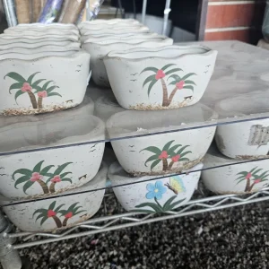 Palm Tree Ceramic Succulent Planter Pot with Drainage Hole - Garden Decor - Image 2