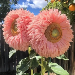 Pink Giant Teddy Bear Sunflower Seeds - 50 Seeds, Fluffy Double Blooms, Outdoor - Image 1