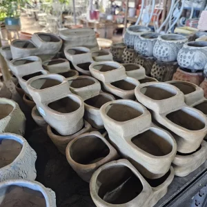 Rustic Ceramic Double Planter Pot for Succulents Indoor Plants - Image 2