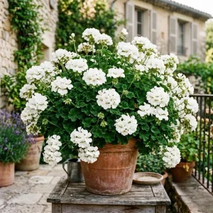 White Geranium Live Plant - 4 Inch Pot - Classic Outdoor Flower - Image 4