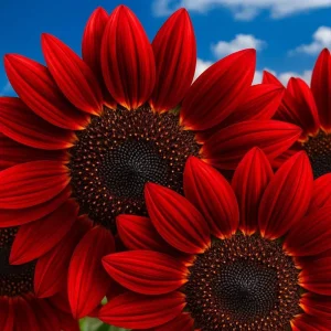 30 Red Sun Sunflower Seeds – Heirloom, Deep Maroon, Tall Cut Flower - Image 1