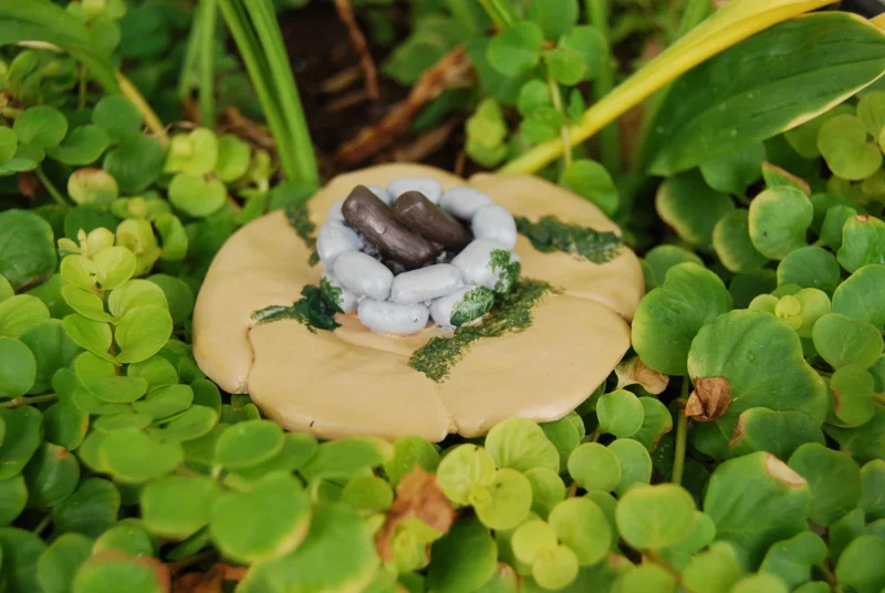 Fairy Garden Mossy Camp Fire Pit - Miniature Patio Dollhouse Accessory Decor - Image 1
