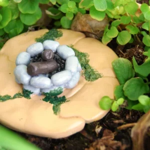 Fairy Garden Mossy Camp Fire Pit - Miniature Patio Dollhouse Accessory Decor - Image 2
