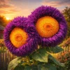 Giant Teddy Bear Sunflower Seeds – 50 Count – Yellow & Purple Blooms for Outdoor Gardens - Image 1