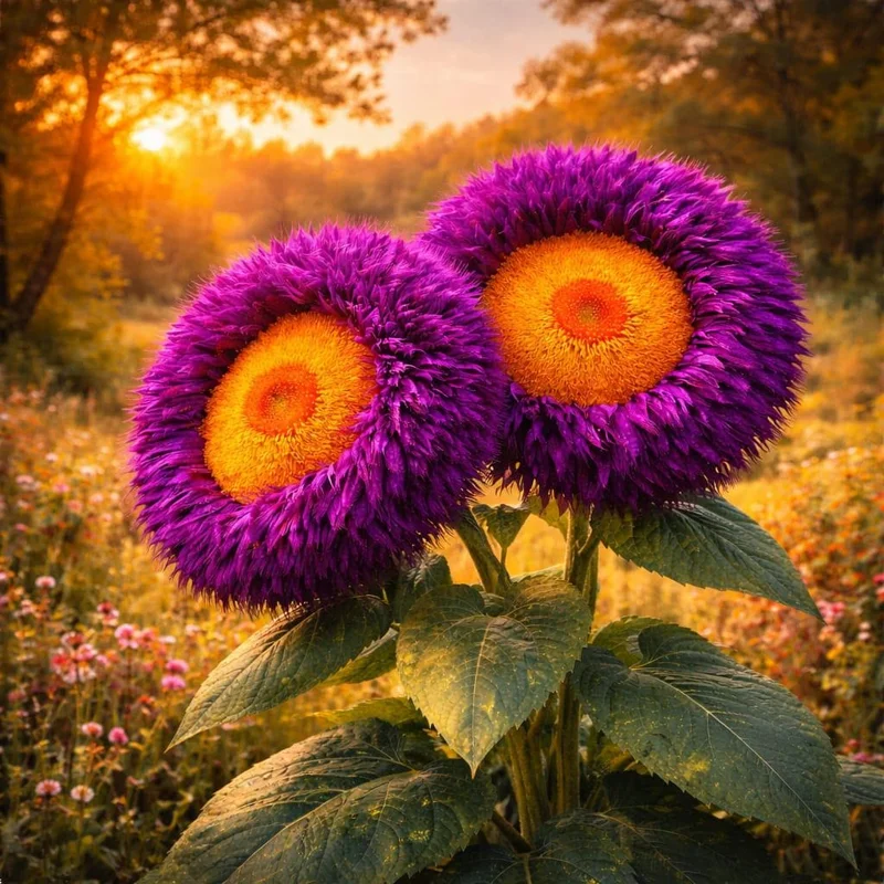 Giant Teddy Bear Sunflower Seeds – 50 Count – Yellow & Purple Blooms for Outdoor Gardens - Image 3