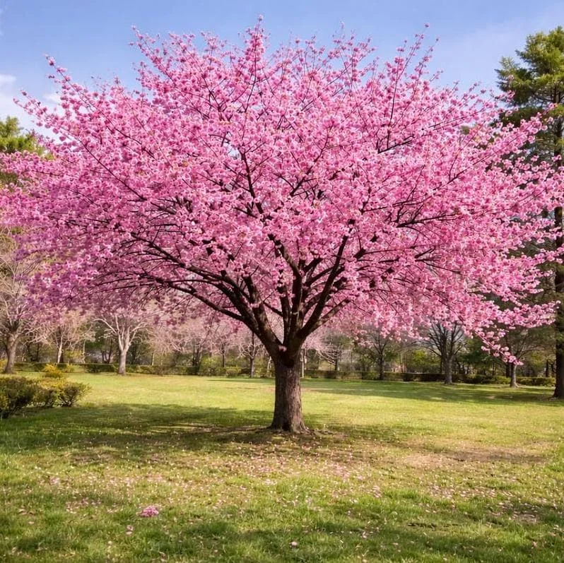 Okame Cherry Live Plant - Pink Cherry Blossom Seedling, 2.5 Inch Pot, Outdoor Tree - Image 1
