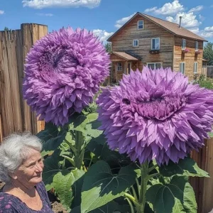 Purple Giant Teddy Bear Sunflower Seeds - 50 Seeds for Planting Outdoor Garden - Image 3