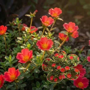 Red Flare Portulaca Live Plants - 2 Pack Moss Rose Succulent, 4-7 Inch, Outdoor - Image 2