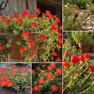 Red Flare Portulaca Live Plants - 2 Pack Moss Rose Succulent, 4-7 Inch, Outdoor - Image 4