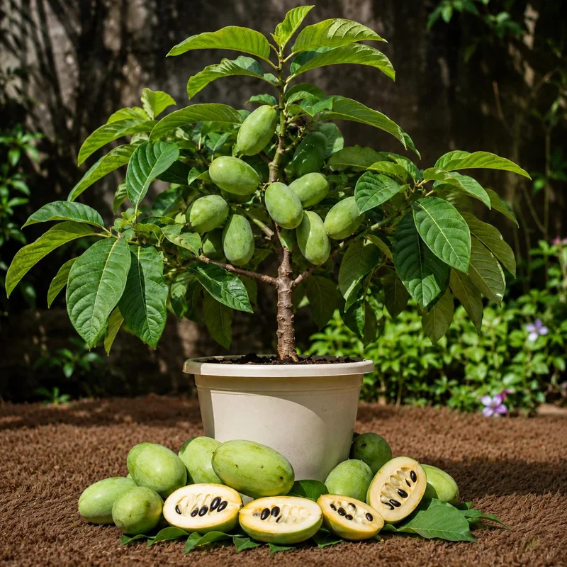 Set of 5 Pawpaw Bare Roots for Planting - Hardy Native Fruit Trees 10-15 Inch Tall, Dormant - Image 1