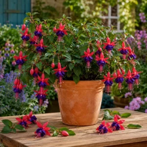 Blue Eyed Fuchsia Live Plant, 5 Inch Pot, 5-7 Inches Tall, Pink Purple Flowers, Patio Shade - Image 1