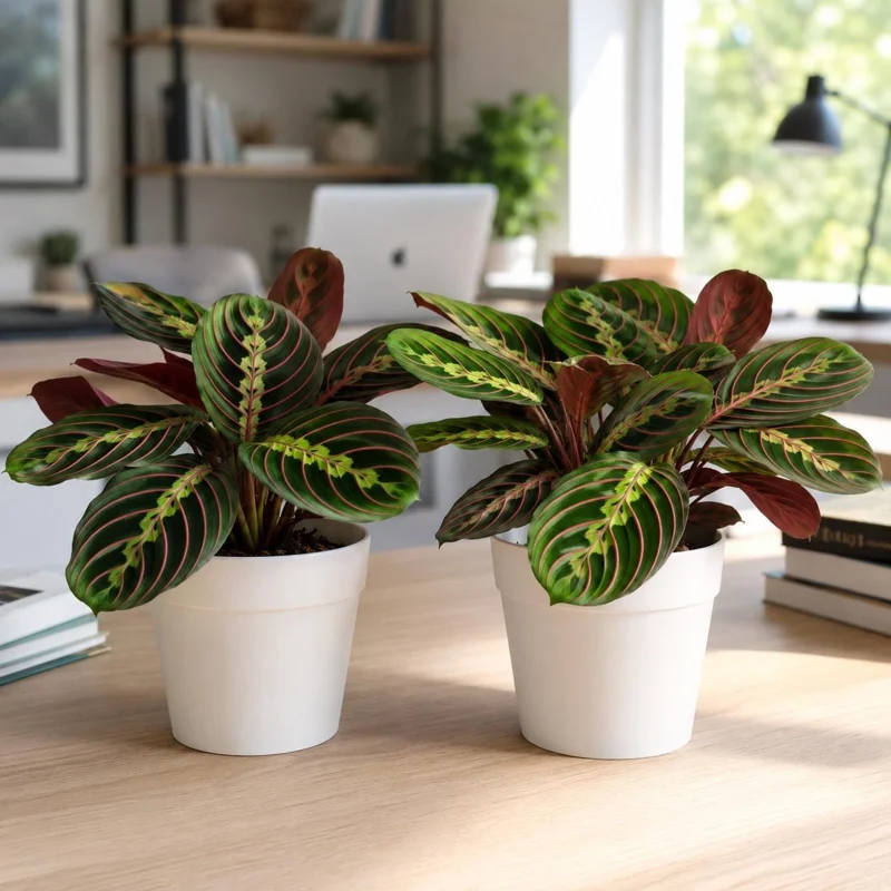 Set of 2 Red Maranta Prayer Plant Live, 5-8 Inch Tall, 4 Inch Pot, Tropical Houseplant - Image 1