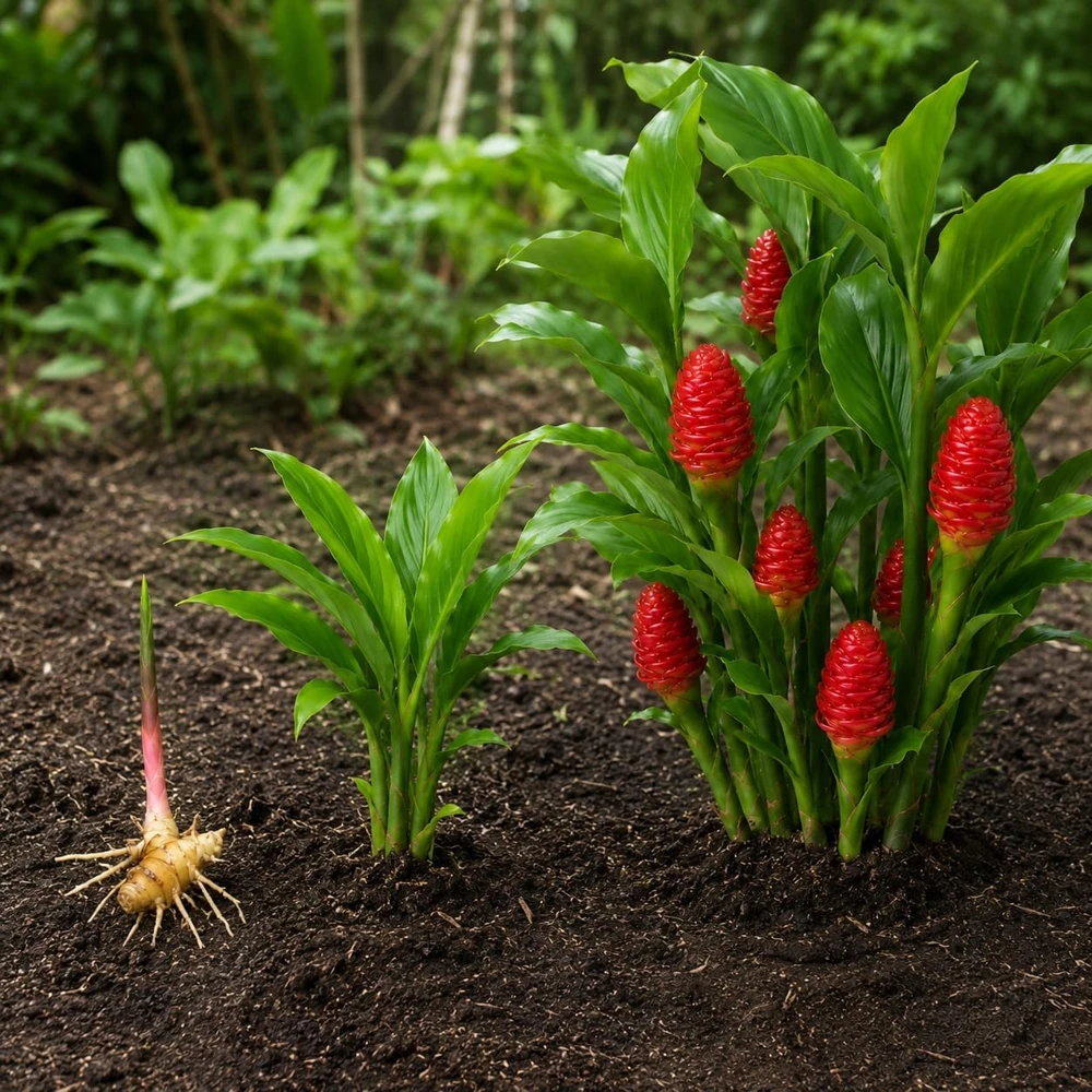 12 Awapuhi Shampoo Ginger Rhizomes - Zingiber Zerumbet Pinecone Roots for Outdoor Garden - Image 5