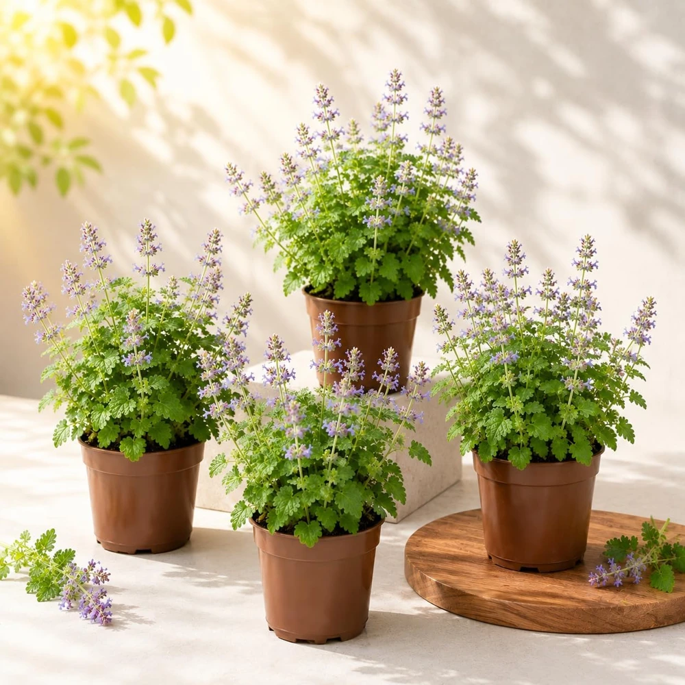 4 Pack Catnip Live Plants – Perennial Herb for Home Gardens – 4-8 Inch Tall - Image 1
