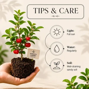 Barbados Cherry Live Plant, 4-7 Inch Acerola Cherry Starter Tree, Tropical Fruit for Outdoor Garden - Image 3