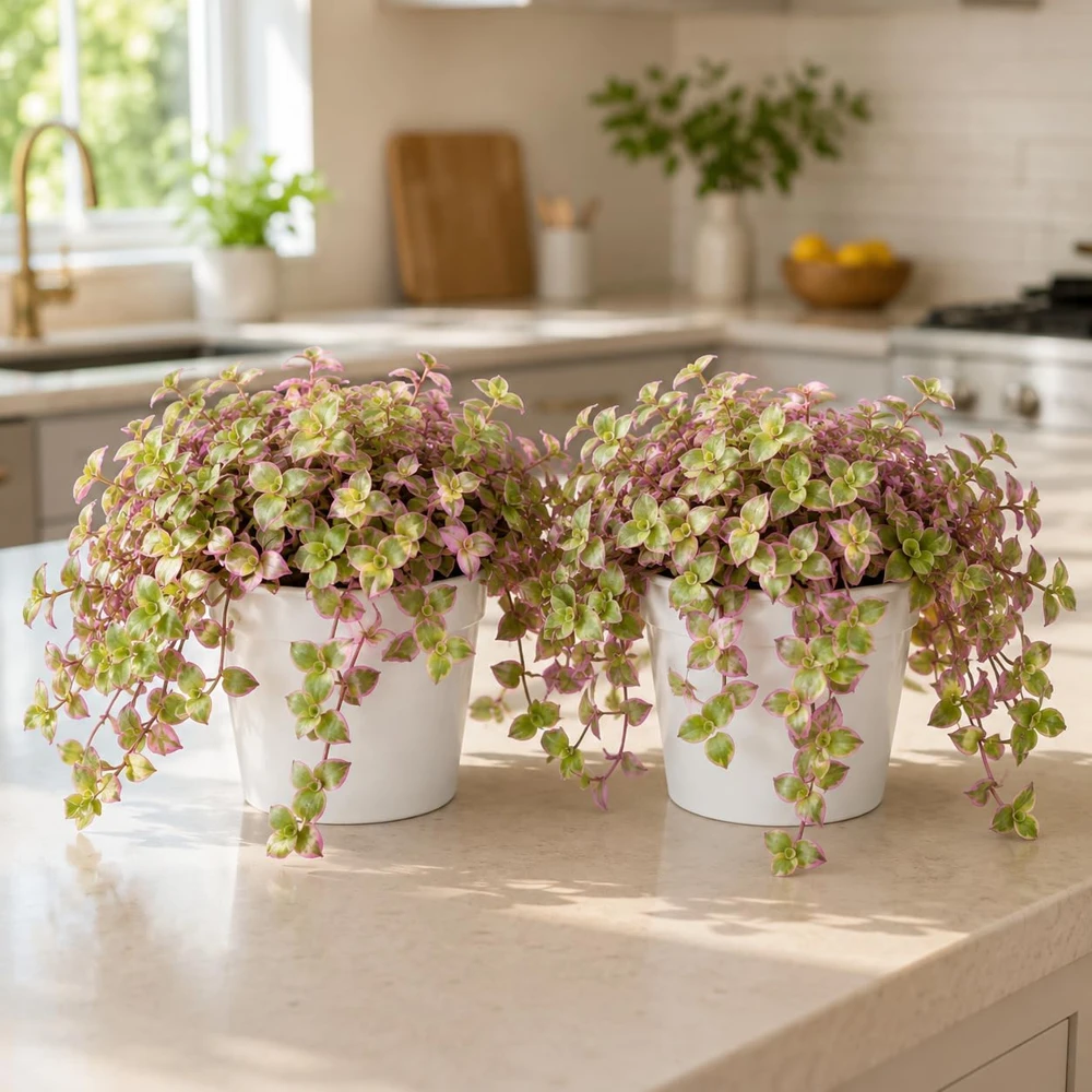 Callisia Live Plant Set – Turtle Vine, Pink Lady Houseplant – 5-8 Inch Tall, 4 Inch Pot - Image 1