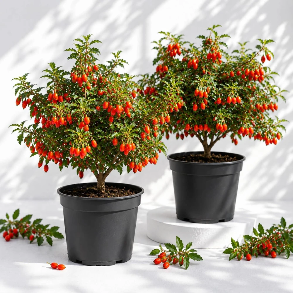 Goji Berry Live Plants - Pack of 2, 4-8 Inch Tall Tropical Fruit Bush, USDA Zones 5-9 - Image 1