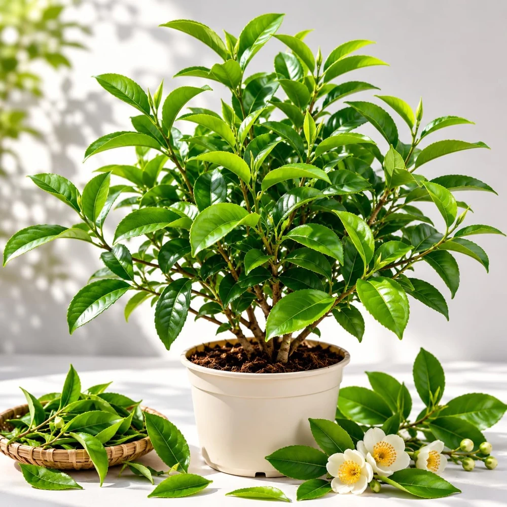 Green Tea Live Plant, Camellia Tree, 4-8 Inch Tall for Planting, Outdoor - Image 1