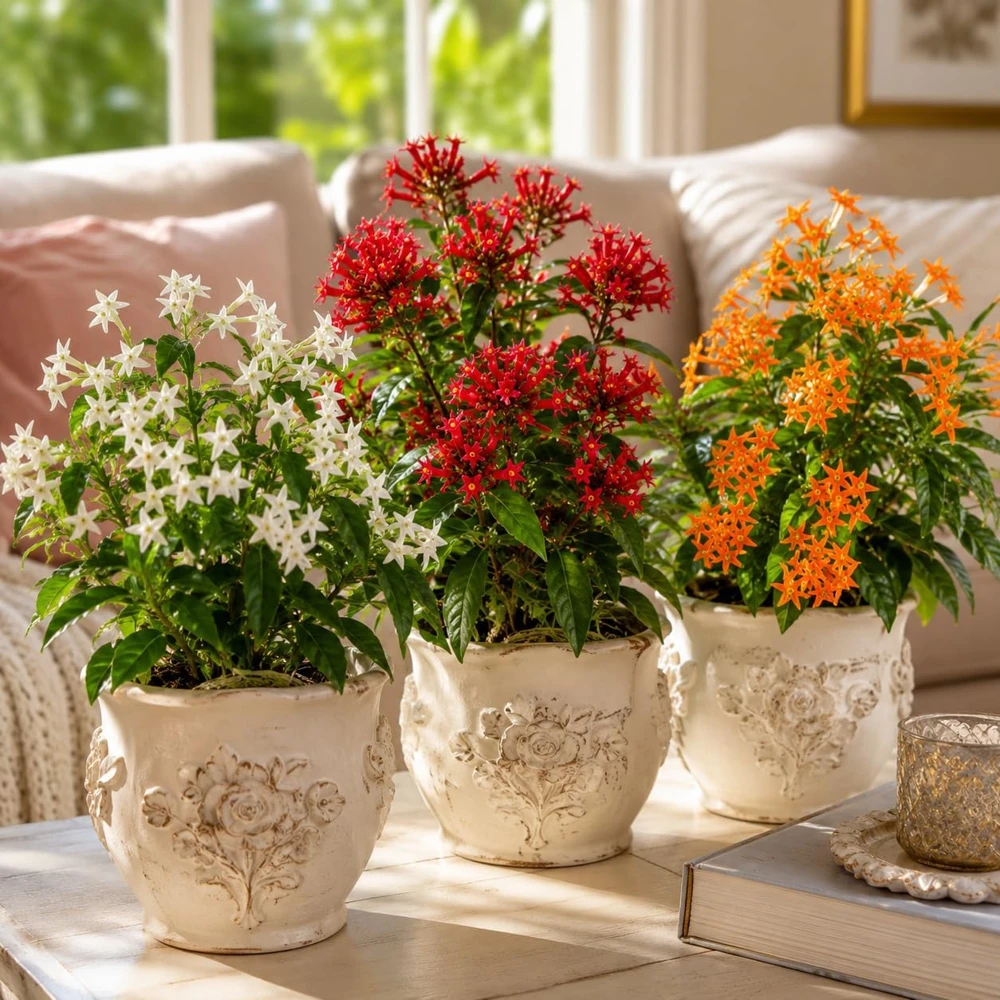 Jasmine Live Plants – 3 Pack – White, Red, Orange Blooming – 4-8 Inch Tall Tropical Plant - Image 1