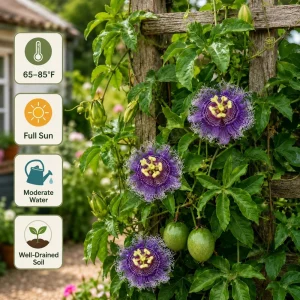 Maypop Passion Vine Plant Live - Passiflora Incarnata, Purple Flower, 4-6 Inch Tall, Outdoor Climbing Vine - Image 2