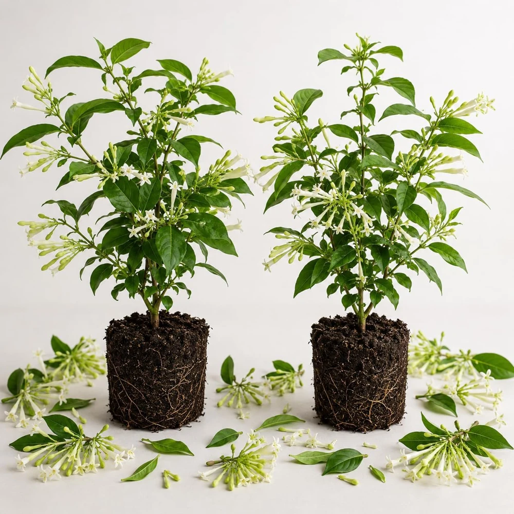 Night Blooming Jasmine Live Plants (Set of 2) - 4-6 Inch Fragrant Flowering Shrubs - Image 1