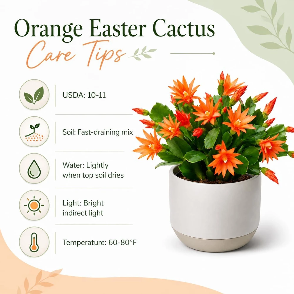 Orange Easter Cactus Live Plant – Set of 2, 4-8 Inch Tall Houseplant - Image 5