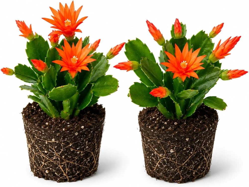 Orange Easter Cactus Live Plant – Set of 2, 4-8 Inch Tall Houseplant - Image 1