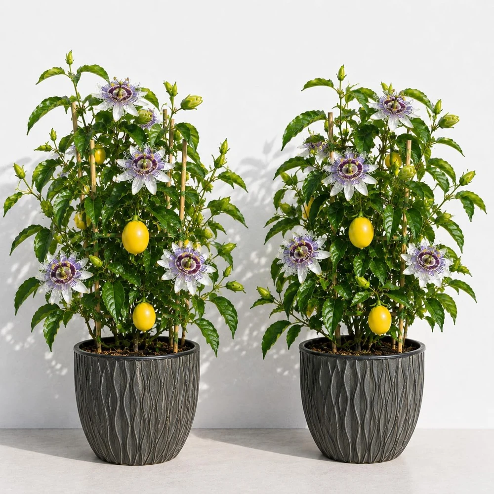 Pack of 2 Passiflora Incarnata Maypop Live Plants, 4-6 Inch Tall, Purple Passionflower Vine, Perennial - Image 1