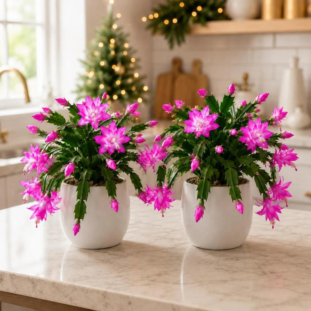 Pink Christmas Cactus Live Plant – Set of 2 Tropical Thanksgiving Cactus, 4-8 Inch Tall - Image 5