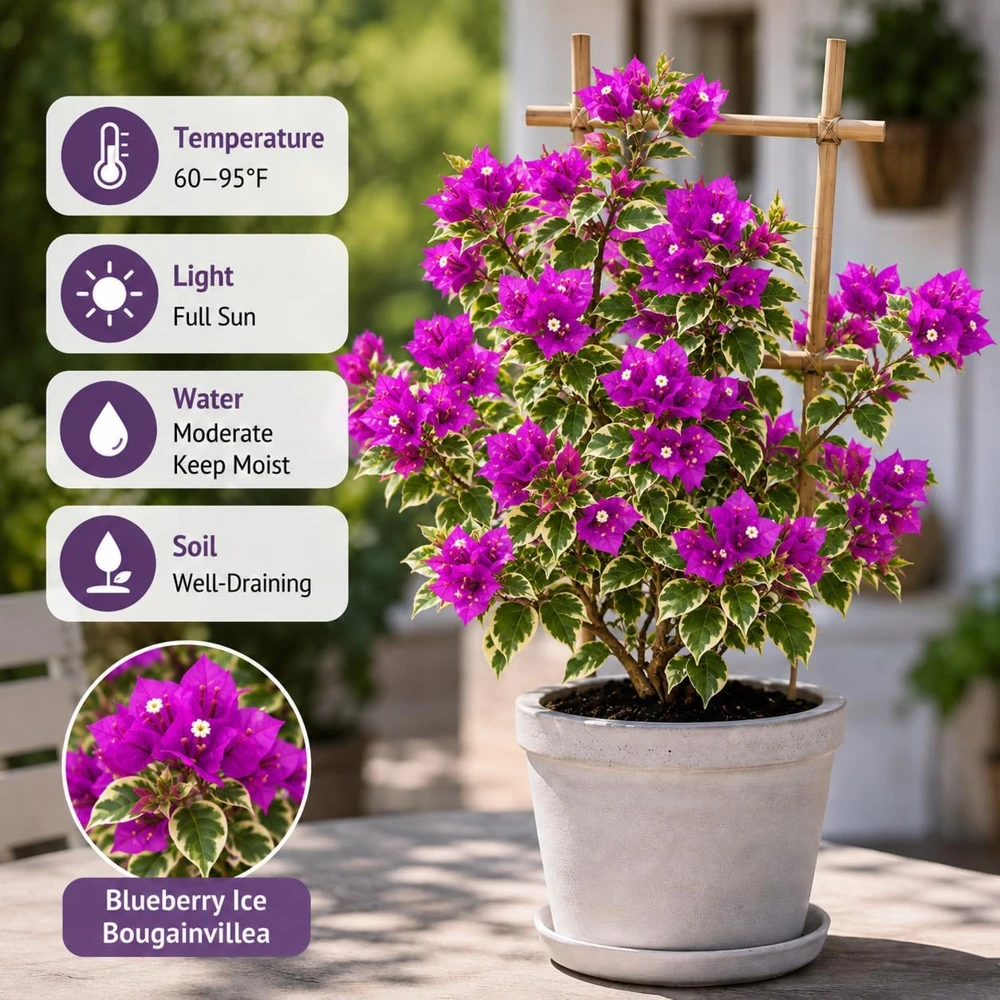 Set of 2 Blueberry Ice Bougainvillea Live Plants, 4-7 Inches Tall, Flowering Vine - Image 5