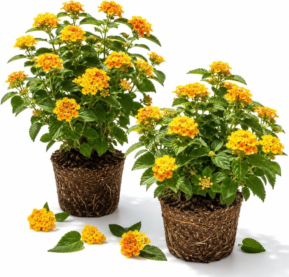 Set of 2 Chapel Hill Gold Lantana Live Plants - Yellow Flowering Shrub, 4-7 Inches Tall, Outdoor - Image 1