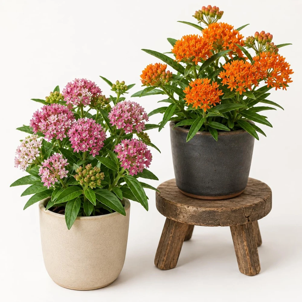 Set of 2 Milkweed Live Plants, Asclepias Tuberosa Starter Plants 4-7 Inch Tall, Perennial for Butterflies - Image 1