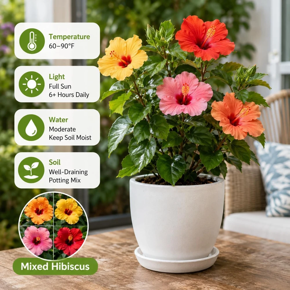 Set of 2 Mixed Hardy Hibiscus Live Plants, 4-7 Inches Tall, Perennial Flowering Shrubs for Outdoor Gardens - Image 5