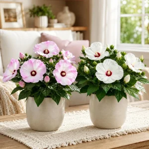 Set of 2 Mixed Hibiscus Live Plant, Flowering Tropical Shrub, 4-8 Inch Tall - Image 3