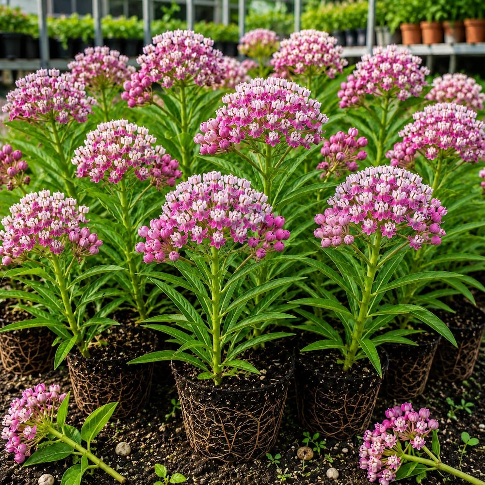 Set of 2 Purple Milkweed Live Plants - Asclepias Perennial, 4-8 Inch - Image 1