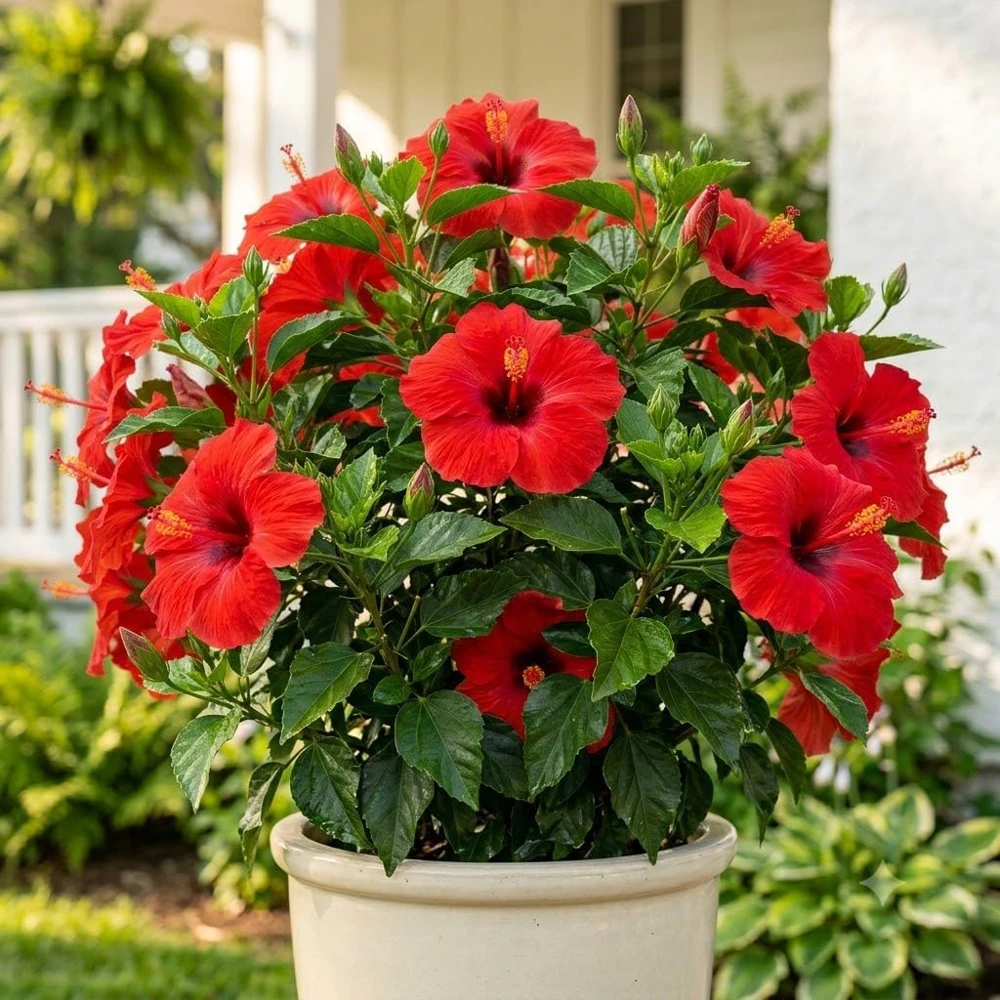 Set of 2 Red Hibiscus Live Plants, Hardy Flowering Tropical Shrub, 4-8 Inch Tall - Image 5