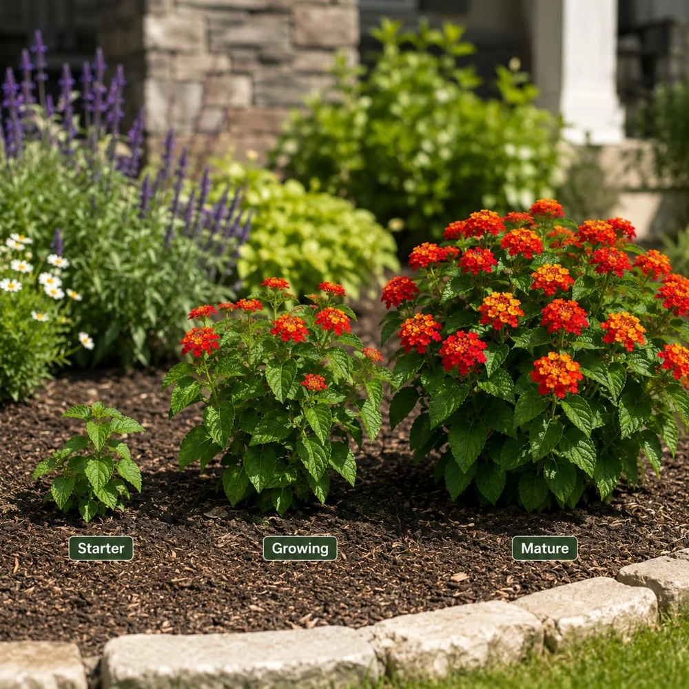 Set of 2 Red Lantana Live Plants, Bicolor Flowering, 4-7 Inch Tall Outdoor Garden Starter Plants - Image 3