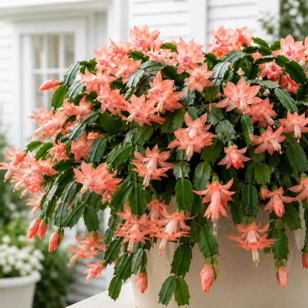 Set of 2 Salmon Christmas Cactus Live Plants, Tropical Cactus, 4-8 Inch Tall - Image 4