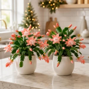 Set of 2 Salmon Christmas Cactus Live Plants, Tropical Cactus, 4-8 Inch Tall - Image 5