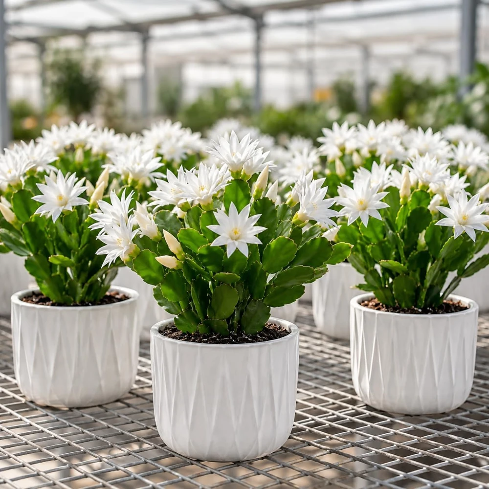 Set of 2 White Easter Cactus Live Plants, 4-8 Inch Tall Houseplant - Image 4